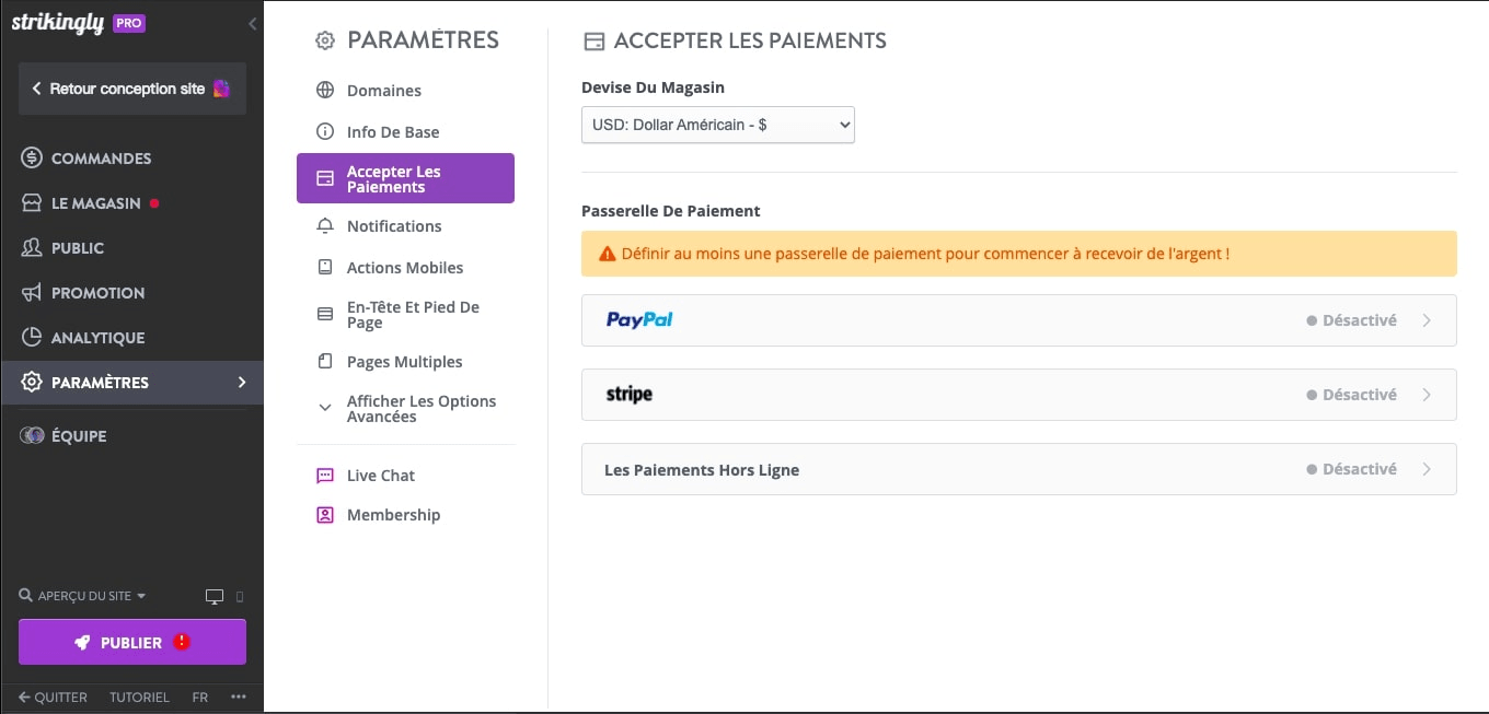 null Paiement sur site web